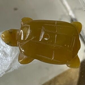 Yellow Gemstone Turtle Fetish Bead Native American Style Top Drilled Animal .7"